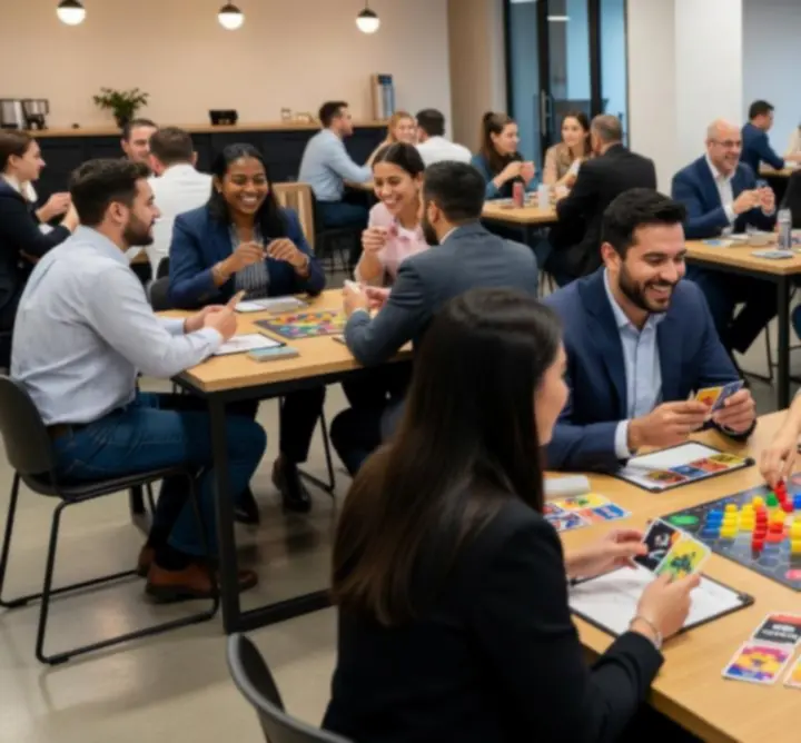 Grup de persoane socializând la un eveniment modern într-un spațiu indoor