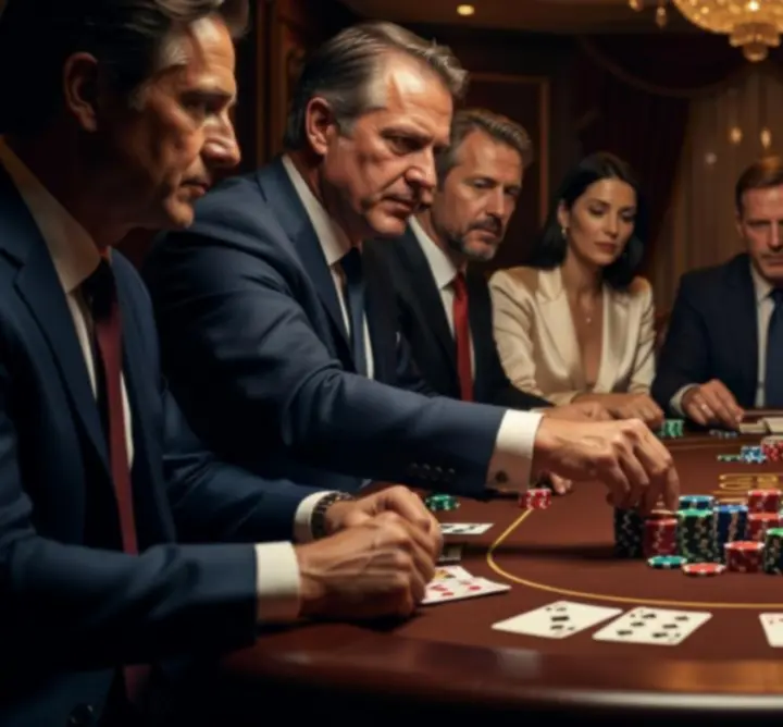 Jucători concentrați la o masă de poker în timpul unei sesiuni Carpat Quest.