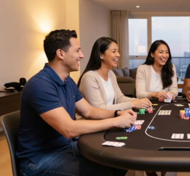 Masa de poker într-un cadru social relaxat la Carpat Quest